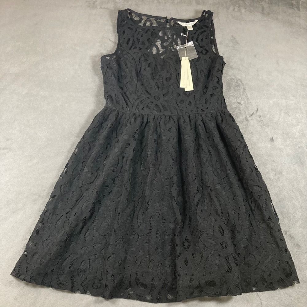 Lauren Conrad Wonderland Black Metallic Lace Sleeveless Keyhole Dress 10